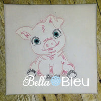 Baby Pig Piggie Farm Animal colorwork machine embroidery design