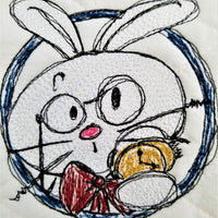 White Bunny Rabbit Scribble design