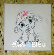 Cuddly Baby Girl Lamb Sheep farm animal colorwork machine embroidery design