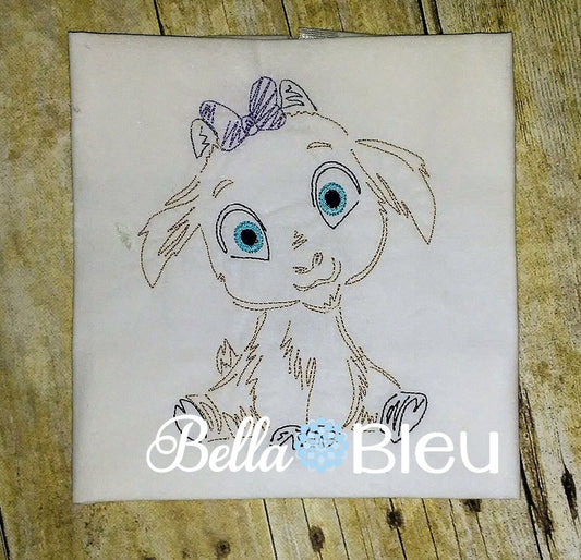 Billy Goat Girl with Bow Farm Animal quick stitch colorwork machine embroidery design