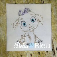 Billy Goat Girl with Bow Farm Animal quick stitch colorwork machine embroidery design