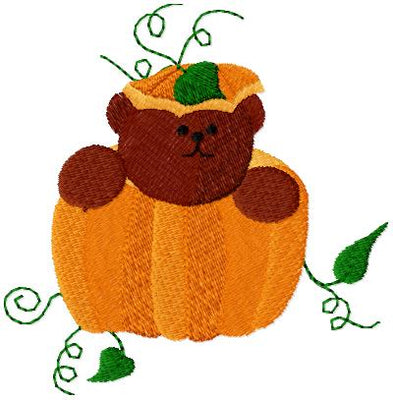 Fall Pumpkin Bubbin Bear  Machine Embroidery