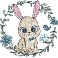 Bunny with bowtie and bird Spray Scribble