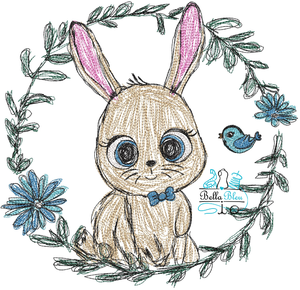 Bunny with bowtie and bird Spray Scribble