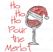 Christmas Ho Ho Ho Pour the Merlot Scribble Design