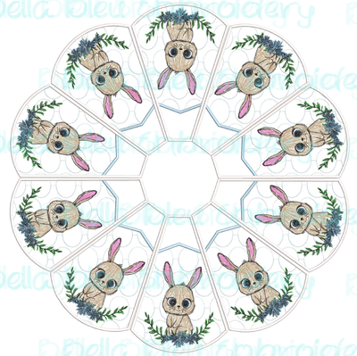 Bunny Easter or Christmas Tree Skirt In The Hoop 8x12