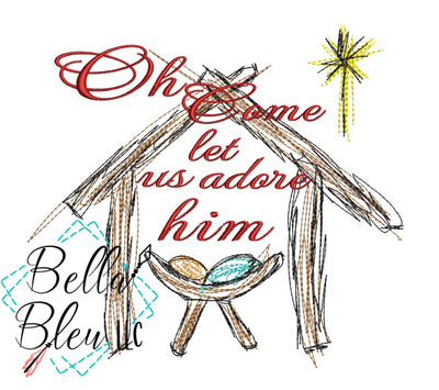 Jesus Manger Oh Come Let Us Adore Him Scribble Sketchy