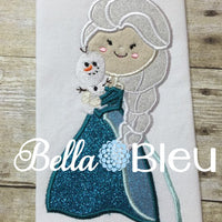 Inspired Snow Queen Princess Elsa Machine Applique Embroidery Design