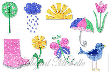 Celebrate Spring Applique Set, 2 Sizes Set Bundle