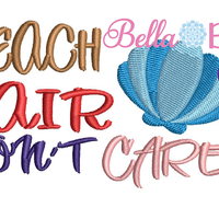 Beach hair don't care baseball hat cap machine embroidery design