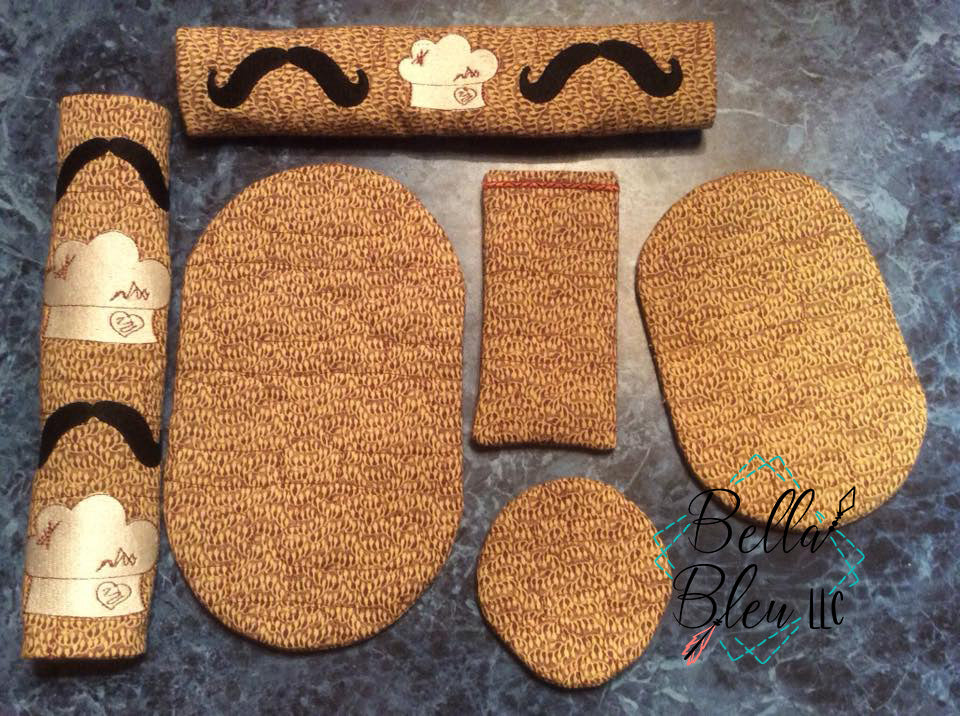 ITH In The Hoop Chef Hat Motif Kitchen Set Machine Embroidery Design