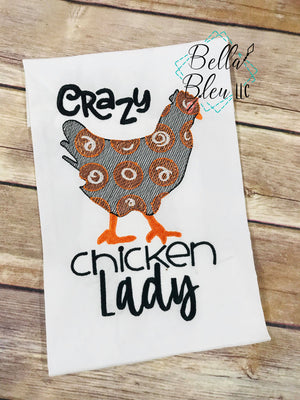 Crazy Chicken Lady Sketchy machine embroidery design
