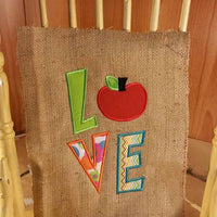 Love School Apples Teacher Applique Embroidery Design