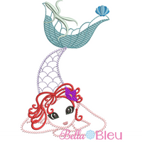 Sketchy Mermaid Machine Embroidery Designs Reading pillow