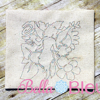 Fairy fairies quilt redwork bean stitch machine embroidery design