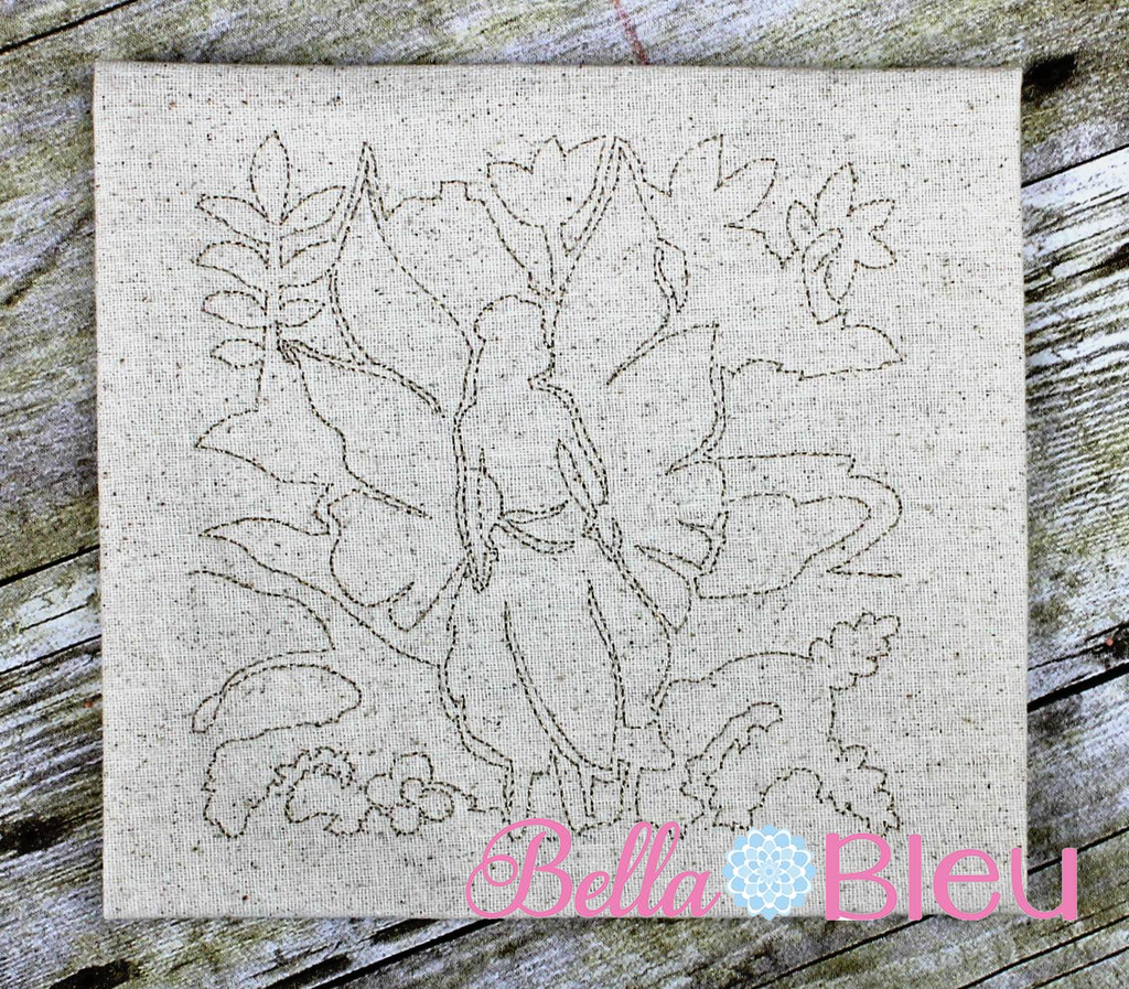 Fairy Fairies Quick bean stitch redwork quilting machine embroidery design