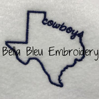 State of Texas with Signature Cowboys baseball hat cap machine embroidery design