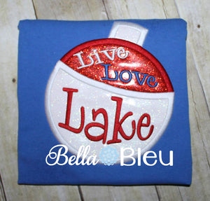 Fishing Fish Bobber Live Love Lake Machine Applique Embroidery design