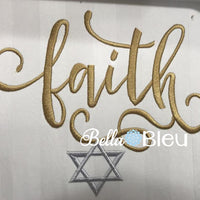 Faith with Star of David Jewish Holiday Religious Machine embroidery design