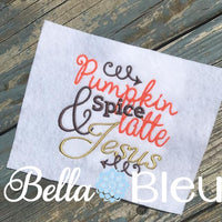 Pumpkin Spice Latte and Jesus Machine embroidery design