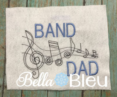 Marching Band Dad Music Notes Machine Embroidery Design