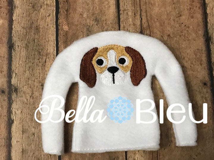 Hounds Hound Dog Mascot Elf sweater shirt in the hoop machine embroidery design