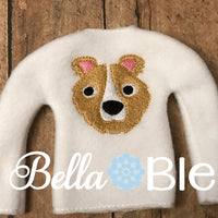 Collie Dog Mascot Lassie Fans Elf Sweater shirt in the hoop machine embroidery design