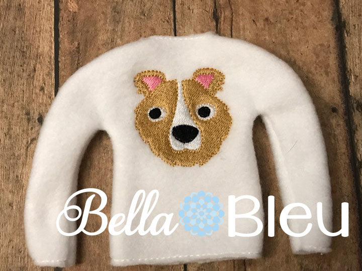 Collie Dog Mascot Lassie Fans Elf Sweater shirt in the hoop machine embroidery design