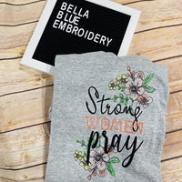 Strong Women Pray Floral Scribble