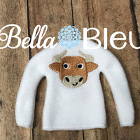 Longhorns Steers Mascot Elf sweater shirt in the hoop machine embroidery design