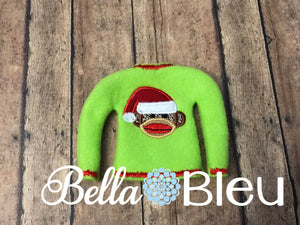 Sock Monkey Elf Sweater Shirt in the hoop machine embroidery design