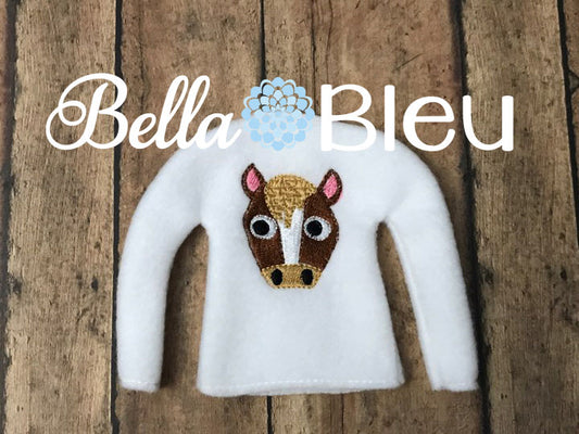 Mustangs Colts Horses Mascot Elf fan sweater shirt in the hoop machine embroidery design