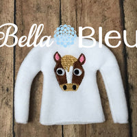 Mustangs Colts Horses Mascot Elf fan sweater shirt in the hoop machine embroidery design