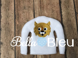 Wildcats Mascot Fan Elf sweater shirt in the hoop machine embroidery design