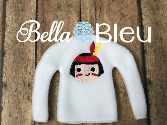 Native American Indian Elf Sweater Shirt machine embroidery in the hoop design