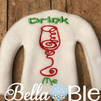 Elf Drink me Wine Gladd Sweater shirt in the hoop machine embroidery design
