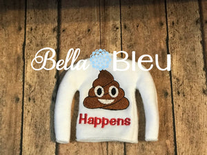 Poo Happens Emoji Elf Sweater Shirt In the hoop ith machine embroidery design