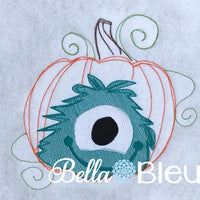 Sketchy silly fall Monster and Pumpkin machine embroidery design