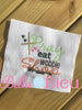Thankgiving Saying Pray Eat Wobble Shop with arrows arrow and hearts Machine Embroidery Design