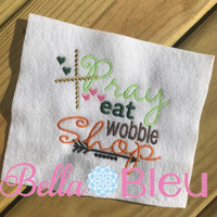 Thankgiving Saying Pray Eat Wobble Shop with arrows arrow and hearts Machine Embroidery Design