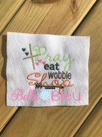 Thankgiving Saying Pray Eat Wobble Shop with arrows arrow and hearts Machine Embroidery Design