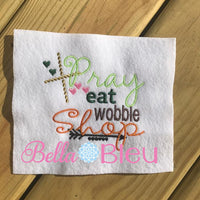 Thankgiving Saying Pray Eat Wobble Shop with arrows arrow and hearts Machine Embroidery Design