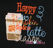 Happy Pumpkin Spice Latte Season Applique Machine Embroidery design