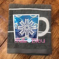 Christmas Embroidery Design, Christmas Snowflake Applique Embroidery Design, Snowflake Mug Embroidery Applique Design, Coffee Mug