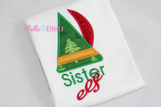 Christmas Sister Elf Hat Machine Applique Embroidery Design