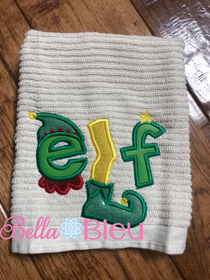 Applique Christmas Elf Word Name Machine Embroidery Design