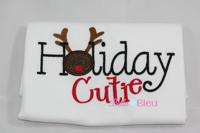 Holiday Cutie with Reindeer Machine Embroidery Applique design