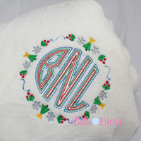Beautiful Christmas Holiday Monogram frame machine embroidery design