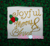Joyful Merry & Blessed Christmas Holly Saying Machine Embroidery design