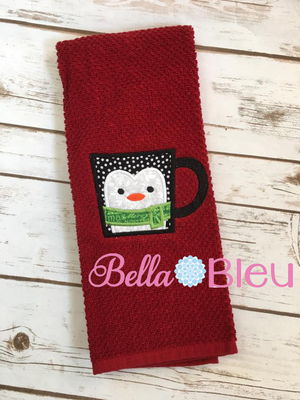 Christmas Penguin Mug Embroidery Applique Design, Coffee Mug